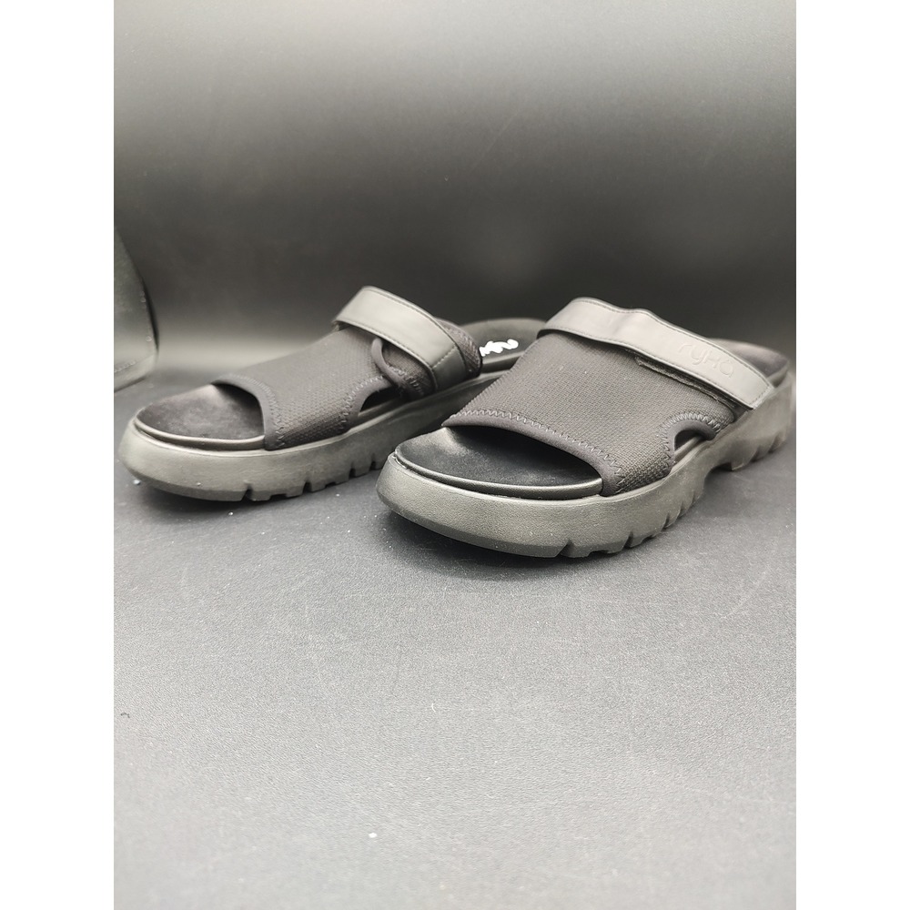 Ryka Brilliant Womens Black Platform Slide Sandals Adjustable Strap Size 7.5M